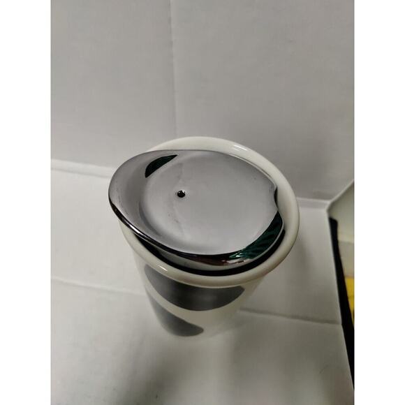 Starbucks 2014 Black Dots/Spots Metallic Silver Travel Mug with Lid - 10 Ounces - Picture 5 of 11